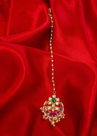 Traditional kundan studded maang tikka in flower motif only on Kalki