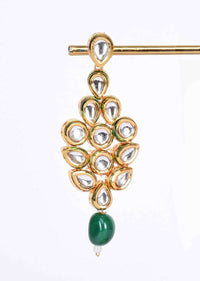 Tribal kundan layer round collar necklace with matching earring in emerald green  bead drop only on Kalki