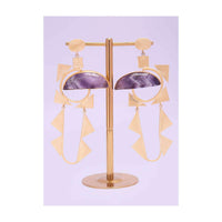 Tribal style fancy party wear earring with amethyst semi precious stone only on Kalki