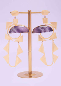 Tribal style fancy party wear earring with amethyst semi precious stone only on Kalki