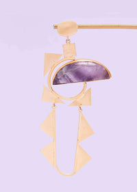 Tribal style fancy party wear earring with amethyst semi precious stone only on Kalki