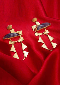 Tribal style fancy party wear earring with amethyst semi precious stone only on Kalki