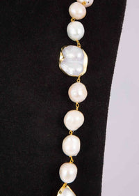 Tribal style long pearls featuring in south sea pearls and mother of pearls only on Kalki