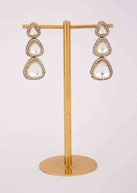 Triple kundan layer long dangler earring with nano stone highlighting the border only on Kalki