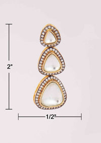 Triple kundan layer long dangler earring with nano stone highlighting the border only on Kalki