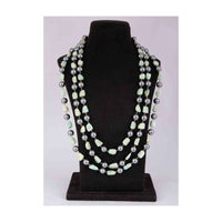 Triple string layer necklace adorn with mint green marble stone and grey pearls only on Kalki