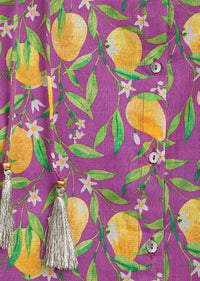 Kalki Girls Purple Sharara Suit In Cotton With A Straight Cut Mango Print Strappy Kurti By Tiber Taber