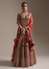 Turkey Red Lehenga Choli With Floral Motifs On The Kali And Hemline