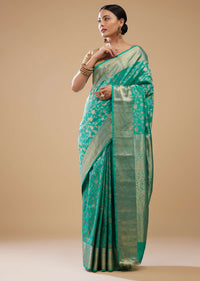 Sea Green Woven Kanjivaram Silk Saree