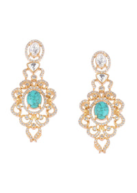 Turquoise Gold  Finish Choker Set With Kundan Work