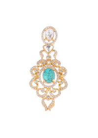 Turquoise Gold  Finish Choker Set With Kundan Work