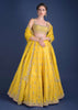 Sunset Yellow Lehenga Choli With Hand Embroidered Buttis