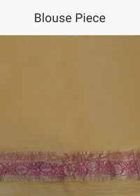 Tuscan sun yellow saree in geometric shapes highlighted in multiple colors