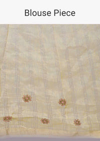 Tussar silk beige saree in embroidered butti 