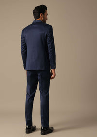 Tuxedo With Intricate Cut Work In Blue