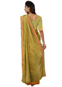 Green And Yellow Banarasi Saree In Two Toned Silk With Matching Blouse Piece Online - Kalki Fashion