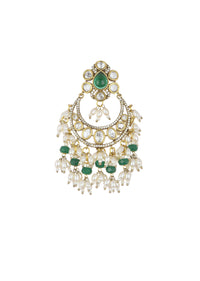 Two Tone Green Kundan Polki Necklace Set In Mix Metal