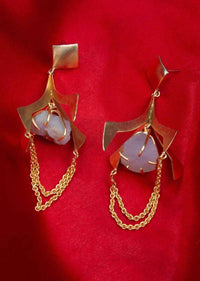 Uber chick party earring with tassels and encaged semi precious stones only on Kalki