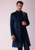 Velvet Blue Printed Indo Western Set