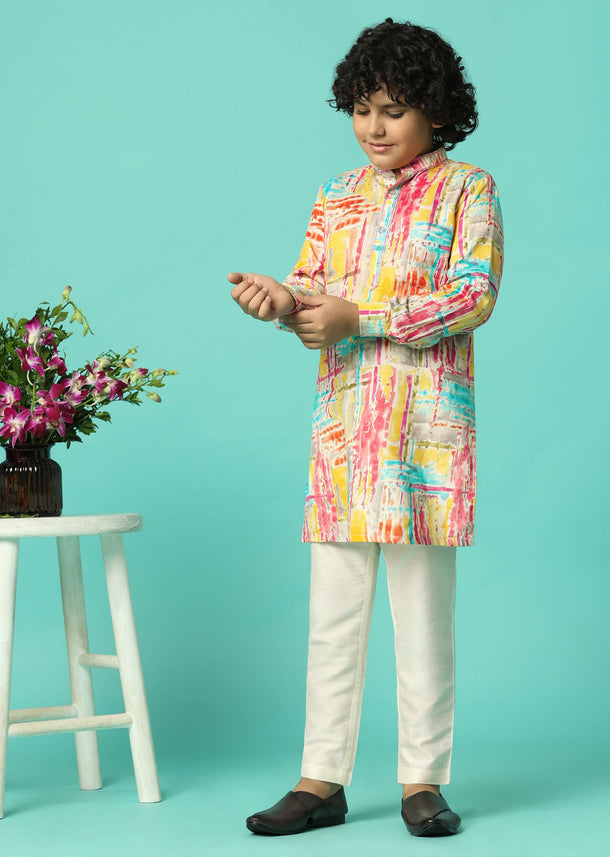 Multi Color Vibrant Kurta Set For Boys