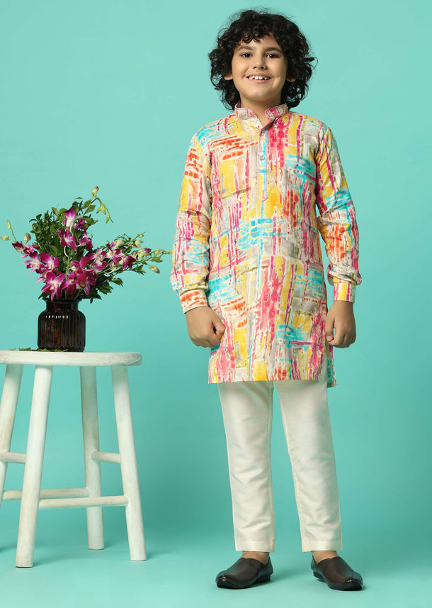 Multi Color Vibrant Kurta Set For Boys