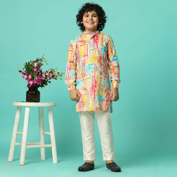 Multi Color Vibrant Kurta Set For Boys