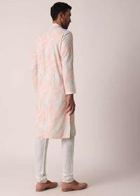 Vibrant Multi Colored Silk Kurta Set For Men