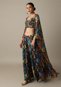 Vibrant Multi-Hued Chiffon Printed Palazzo Set