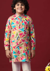 Vibrant Multi-Printed Cotton Kurta Set for Boys