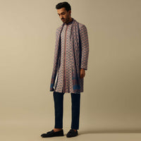 Vibrant Multi Cotton Silk Kurta Set For Men