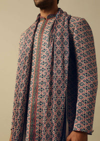 Vibrant Multi Cotton Silk Kurta Set For Men