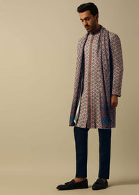Vibrant Multi Cotton Silk Kurta Set For Men