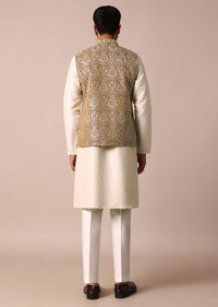 Vibrant Yellow Jacket Kurta Set For Men