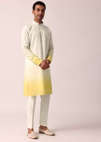 Vibrant Yellow Silk Jacket Kurta Set For Men