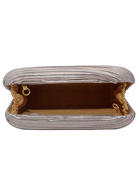 Violet Fibre Box Clutch Enhanced With Crushed Fabric By Pink Cocktail