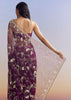 Violet Organza Saree With All Over Embroidered Floral Jaal