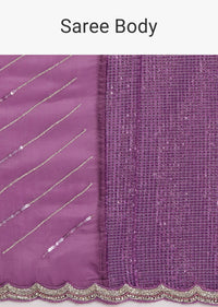Violet Ombre Sequins Saree With Scallop Border