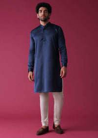 Violet Purple Jacket Kurta Set In Art Silk With Threadwork