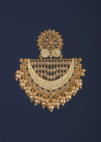 White And Gold Plated Earrings Designed In Ethnic Motif With Crystals And Pearls Online - Kalki Fashion