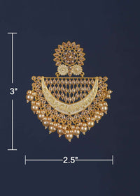 White And Gold Plated Earrings Designed In Ethnic Motif With Crystals And Pearls Online - Kalki Fashion