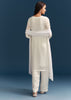 White Chinon Kurta Set With Sequins And Cut Dana Work