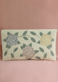 White Envelope Clutch With Hand Embroidered Cut Dana Work In Floral Motifs Online - Kalki Fashion