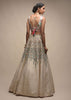 White Lehenga Choli In Raw Silk With Resham And Floral Sequins Embroidered Petals