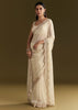 White Satin Embroidered Saree With Gota Patti Work