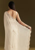 White Satin Embroidered Saree With Gota Patti Work