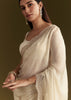 White Satin Embroidered Saree With Gota Patti Work