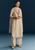White Silk Kurta Set With Thread Work