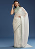 White Tissue Saree With Contrast Border