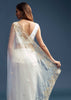 White Tissue Saree With Floral Cutdana Embroidery