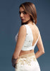 White Tissue Saree With Floral Cutdana Embroidery